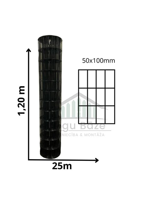 Metināts žogs - 1.20M, 50X100, 2,4MM, 25M